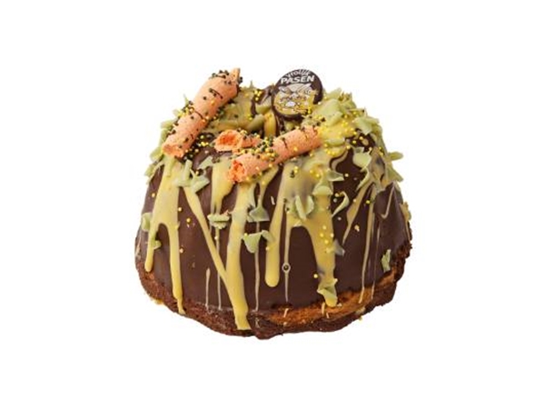 Paascake tulband chocolade drip